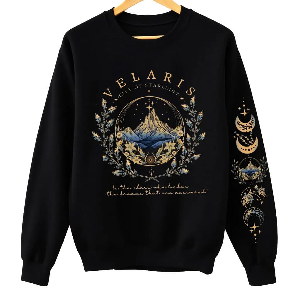 ACOTAR Velaris Sarah J Maas Sweatshirt Sleeve Print Hoodie Feyre Archeron Rhysand High Lord Pullover Drop Shoulder Tracksuit