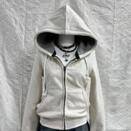 Vintage Letter Fur Collar Hooded Sweatshirt Autumn Winter Zipper Y2K Retro Fleece Jacket Harajuku Embroidery Plush Dark Fashion