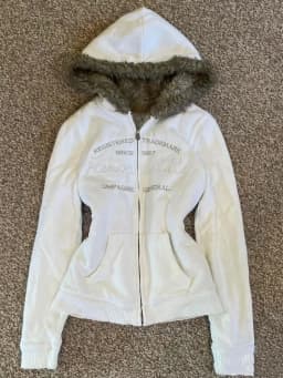 Vintage Letter Fur Collar Hooded Sweatshirt Autumn Winter Zipper Y2K Retro Fleece Jacket Harajuku Embroidery Plush Dark Fashion