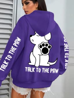 Talk To The Paw Cartoon Dog Printwomens Hoodies Loose Y2K Hoody Fleece Pocket Hoodie Autumn Multicolor Female Sportswear
