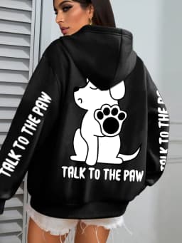 Talk To The Paw Cartoon Dog Printwomens Hoodies Loose Y2K Hoody Fleece Pocket Hoodie Autumn Multicolor Female Sportswear