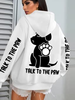 Talk To The Paw Cartoon Dog Printwomens Hoodies Loose Y2K Hoody Fleece Pocket Hoodie Autumn Multicolor Female Sportswear