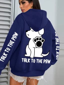 Talk To The Paw Cartoon Dog Printwomens Hoodies Loose Y2K Hoody Fleece Pocket Hoodie Autumn Multicolor Female Sportswear