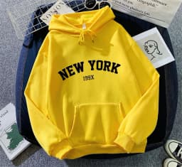 Hoodie Europe and America Sweatshirts for Women New York Letter y2k Autumn Winter Oversized Plus Velvet Casual Loose Fleece Tops