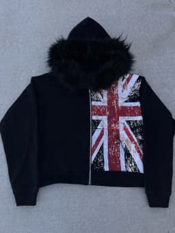2025 Leather Collar National Flag Printed Zipper Sweatshirt Long Sleeve Pullover Hoodie Retro Jacket Street Y2K Popular Haircoat