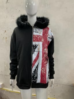 2025 Leather Collar National Flag Printed Zipper Sweatshirt Long Sleeve Pullover Hoodie Retro Jacket Street Y2K Popular Haircoat