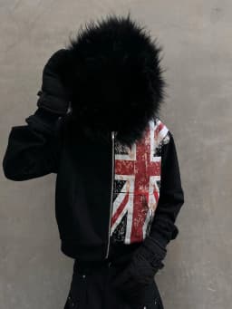 2025 Leather Collar National Flag Printed Zipper Sweatshirt Long Sleeve Pullover Hoodie Retro Jacket Street Y2K Popular Haircoat