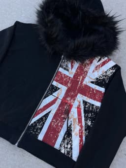 2025 Leather Collar National Flag Printed Zipper Sweatshirt Long Sleeve Pullover Hoodie Retro Jacket Street Y2K Popular Haircoat