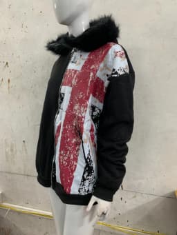 2025 Leather Collar National Flag Printed Zipper Sweatshirt Long Sleeve Pullover Hoodie Retro Jacket Street Y2K Popular Haircoat