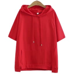 Loose Short Sleeve Hoodie Women's Summer New Style Thin Korean Pure Color Outerwear T-shirt Large Size Comfortable Breathable