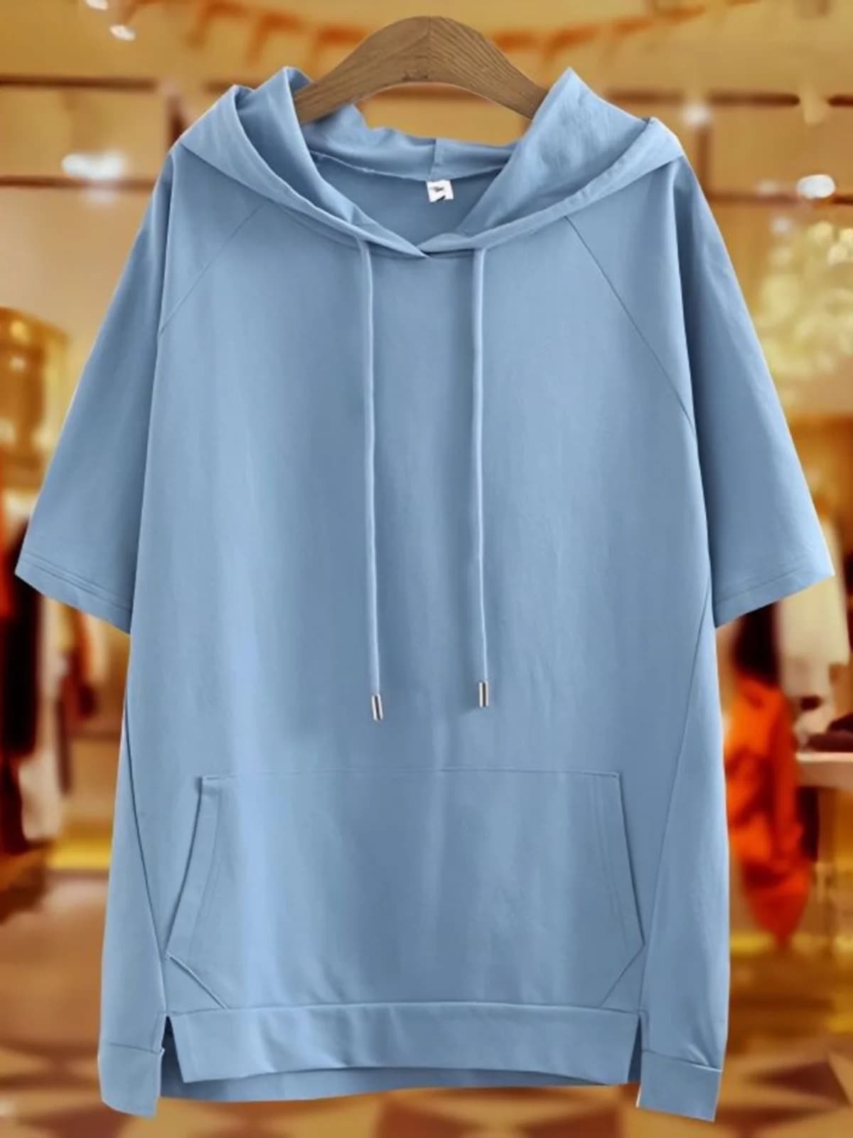 Loose Short Sleeve Hoodie Women's Summer New Style Thin Korean Pure Color Outerwear T-shirt Large Size Comfortable Breathable