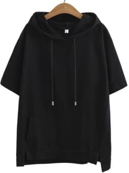 Loose Short Sleeve Hoodie Women's Summer New Style Thin Korean Pure Color Outerwear T-shirt Large Size Comfortable Breathable
