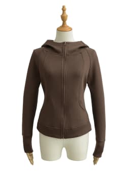 Slim Fit Zipper Hoodie Women's Spring Autumn Open Cardigan Style Fishbone Line Design Sense Top Coat Casual Fashion