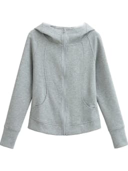 Slim Fit Zipper Hoodie Women's Spring Autumn Open Cardigan Style Fishbone Line Design Sense Top Coat Casual Fashion