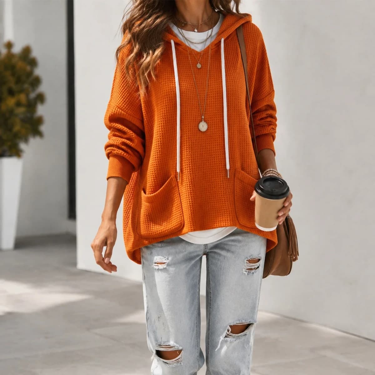 Casual Hooded Loose Fit Hoodie with Japanese Korean Casual Asymmetrical Hooded Neckline Irregular Design Women Sweatshirts