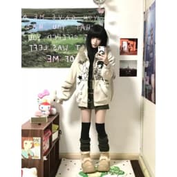 Subculture Faux Coats Women Graphic Jacket Hooded Fleece Fur Hoodie Edgy American Retro Street Style Y2K Fashion Top Sweatshirt