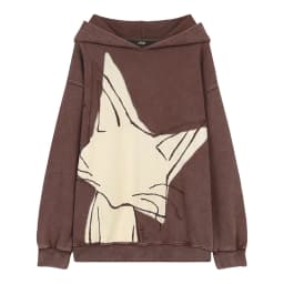 ELFSACK Women's Vintage Oversized Hoodie with Fox Graphic Print, Casual Long Sleeve Top for Daily Wear