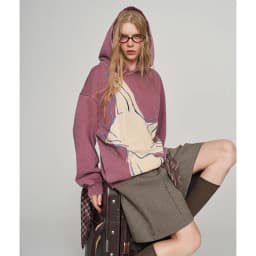 ELFSACK Women's Vintage Oversized Hoodie with Fox Graphic Print, Casual Long Sleeve Top for Daily Wear