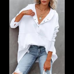 Casual Loose White Women Sweatshirt Autumn Winter V-neck Hooded Batwing Sleeve Hoodie Threaded Splicing Top For Women Pullovers