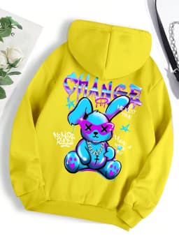 Trendy Rabbit Cartoons Print Sweatshirt Female Fashion All-Match Street Hoody Crewneck Casual Hoodies Pullover Oversize Clothing
