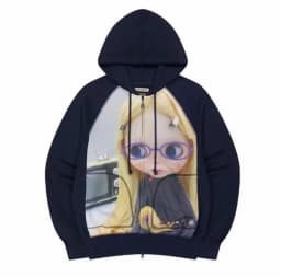 Korean Style Cartoon Doll Design Hooded Zipper Sweatshirt Jacket Casual Early Spring New Model Female Loose Fit Long Sleeve