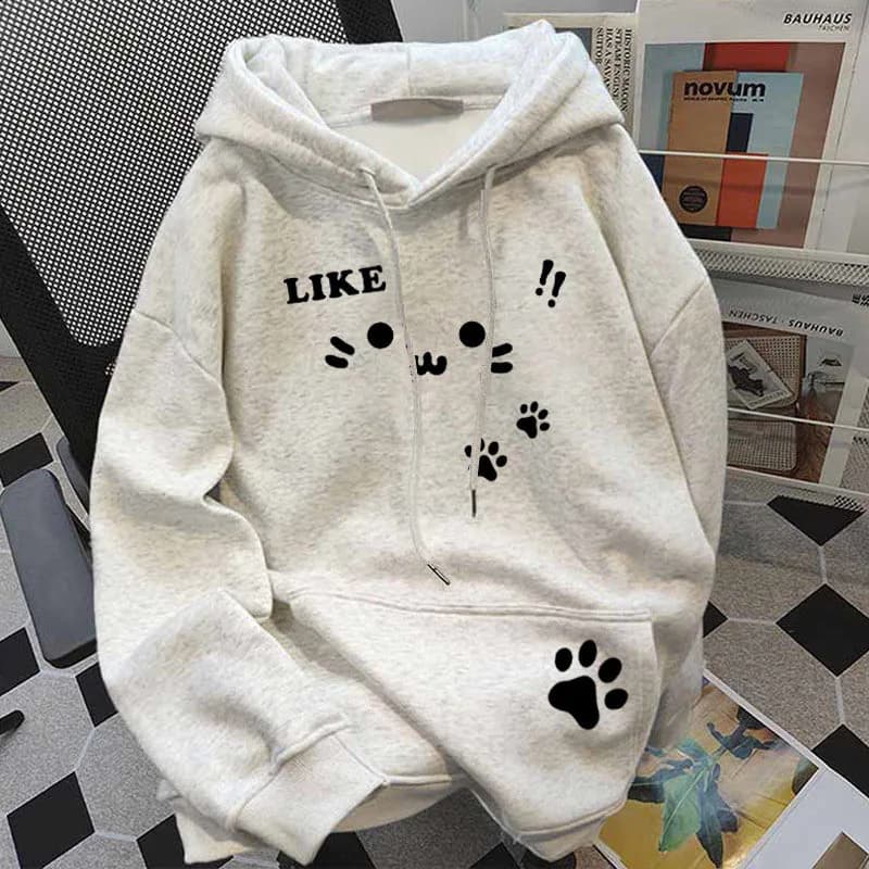 Cute Cartoon Print Hoodies Women Winter Thick Loose Preppy Casual Sweatshirts Y2K Korean Fashion Couple All Match Pullover