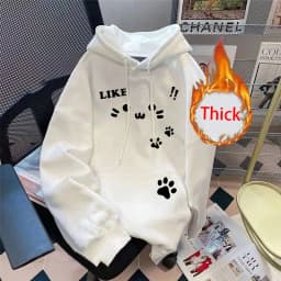 Cute Cartoon Print Hoodies Women Winter Thick Loose Preppy Casual Sweatshirts Y2K Korean Fashion Couple All Match Pullover