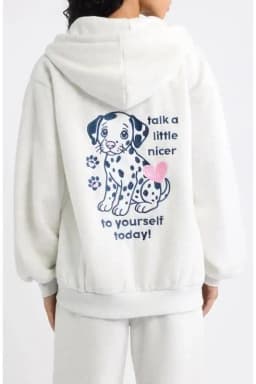 Y2K Women Zip‑Up Hooded Jacket Cute Dalmatians Dog Embroidery Back Design Oversized Loose Long Sleeve Casual Streetwear