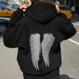 Y2K Women Zip‑Up Hooded Jacket Cute Dalmatians Dog Embroidery Back Design Oversized Loose Long Sleeve Casual Streetwear