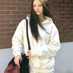 2026 Polka dot print Hoodie Leisure Long Sleeve Korean New Vintage Harajuku Ladies Fashion Pullover Hooded Coat Women Top