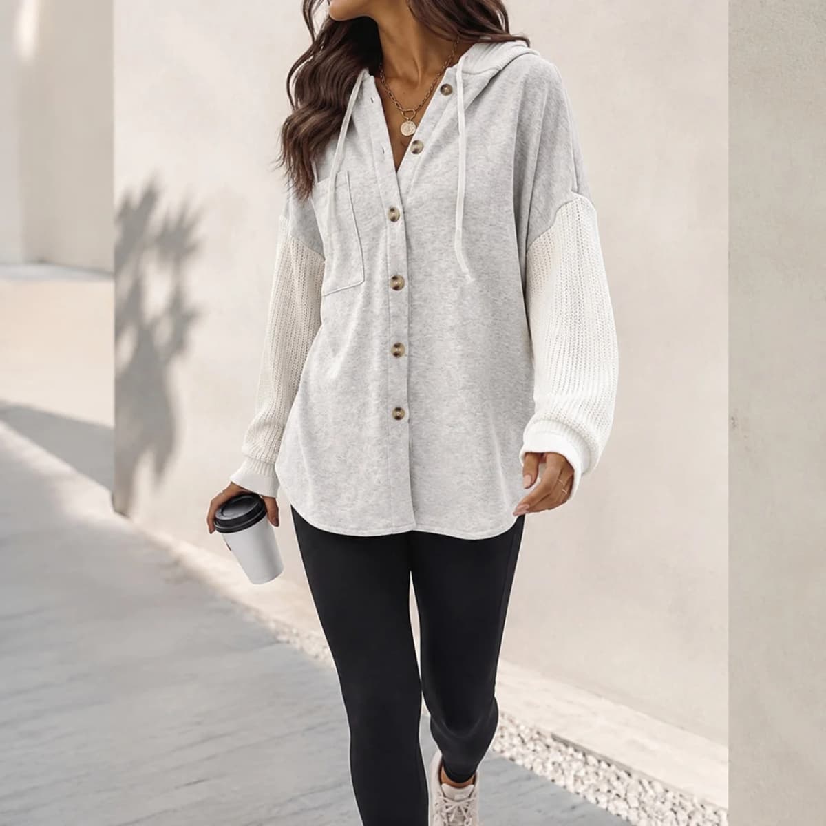 Casual Hooded Hoodie with Loose Fit Mid Length Regular Sleeve American and European Style Streetwear Long Sleeve Women Hoodie
