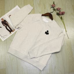 Pure Cotton Hoodie Women's Casual All-Match Top Velvet Print Comfortable Breathable Long Sleeve round Neck Sweatshirt