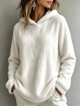 Women's Winter Clothing Thick Fleece Brushed Loose Fit Solid Color Long Sleeve No Collar Hoodie for Women and Women's Sweater