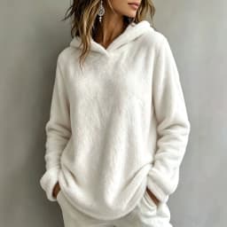Women's Winter Clothing Thick Fleece Brushed Loose Fit Solid Color Long Sleeve No Collar Hoodie for Women and Women's Sweater