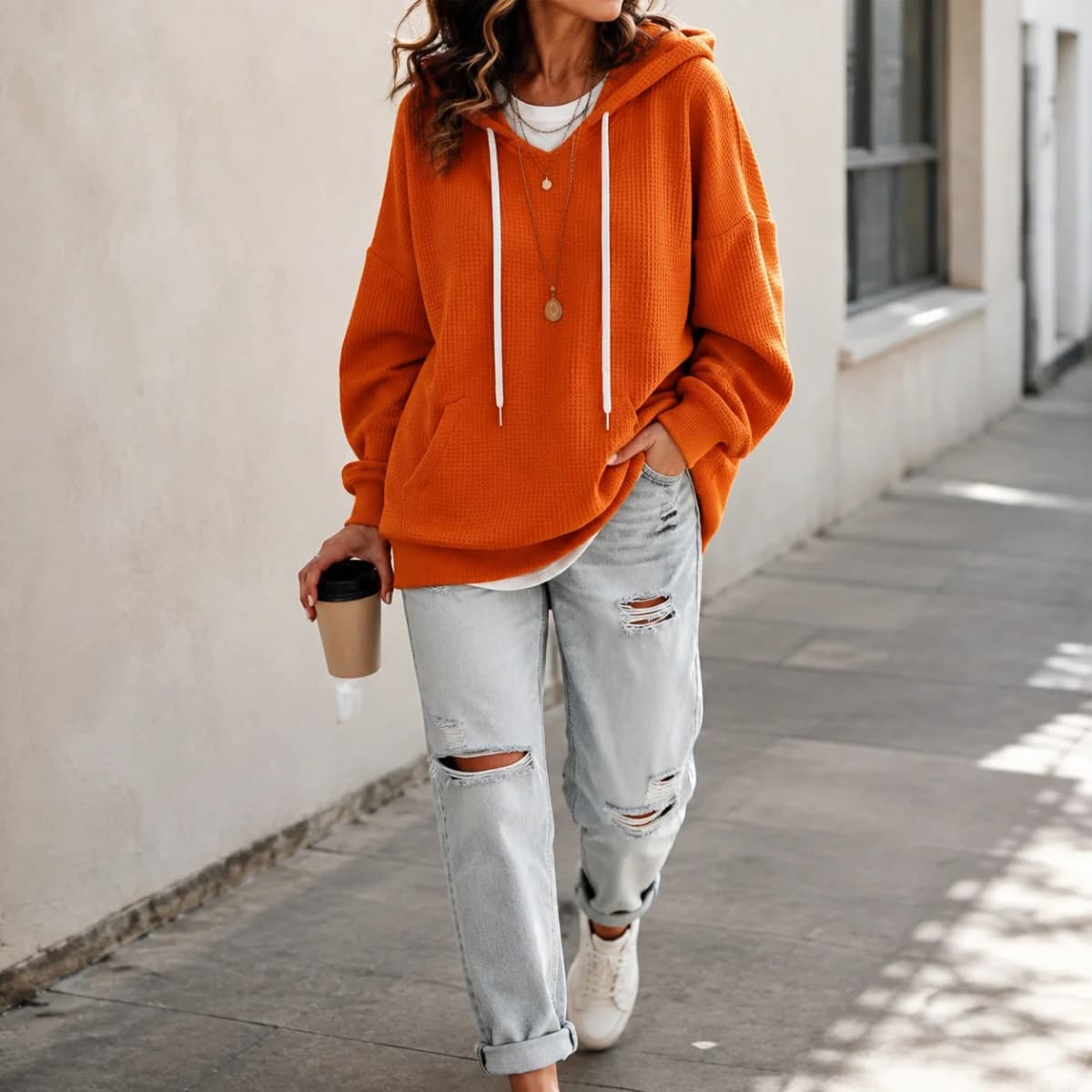 Casual Hooded Loose Fit Hoodie with Japanese Korean Casual Asymmetrical Hooded Neckline Irregular Design Women Sweatshirts