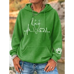 ilstile Women's Cat Print Hoodies Autumn Winter Long Sleeve Casual Outdoor Hooded Hoodies Sports Sweatshirts White