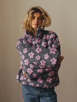 2025 Fashion Floral Lambskin Hoodie Women Casual Full Sleeve Zipper Pocket Loose Fit Hoodies Female Autumn Chic Holiday Clothes