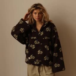 2025 Fashion Floral Lambskin Hoodie Women Casual Full Sleeve Zipper Pocket Loose Fit Hoodies Female Autumn Chic Holiday Clothes