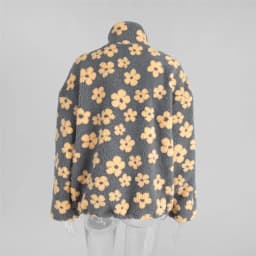 2025 Fashion Floral Lambskin Hoodie Women Casual Full Sleeve Zipper Pocket Loose Fit Hoodies Female Autumn Chic Holiday Clothes