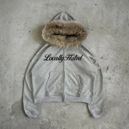 Y2K Zip up hoodie Faur collar Harajuku Hiphop Zipper Hoodie sweatshirt Vintage Rock Goth Loose Punk EMO Streetwear Jacket Casual