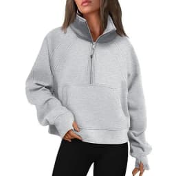 Women's Autumn/Winter Half-Zip Stand Collar Sweatshirt Casual Versatile Long Sleeve Hoodies Pullover