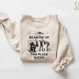 Robin Beam Me Up This Place Sucks Sweatshirt Woman Man Funny Quote Movie Long Sleeve O Neck Hoodie Sweatshirts Women Pullover
