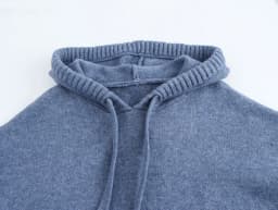 New Autumn And Winter Women's Casual Loose Fitting Patch Bag Drawstring Knitted Hooded Sweater Sweatshirt Jacket