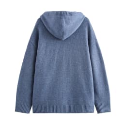 New Autumn And Winter Women's Casual Loose Fitting Patch Bag Drawstring Knitted Hooded Sweater Sweatshirt Jacket