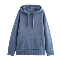 New Autumn And Winter Women's Casual Loose Fitting Patch Bag Drawstring Knitted Hooded Sweater Sweatshirt Jacket