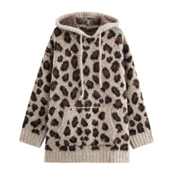 New Autumn And Winter Women's Casual Loose Fitting Patch Bag Drawstring Knitted Hooded Sweater Sweatshirt Jacket
