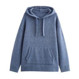 New Autumn And Winter Women's Casual Loose Fitting Patch Bag Drawstring Knitted Hooded Sweater Sweatshirt Jacket