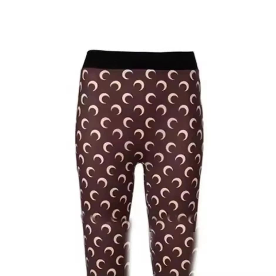 High Waist Slim Fit Women's Leggings Moon Print Streetwear Sexy Versatile Five Part Wear Outside Short Pants