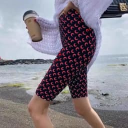 High Waist Slim Fit Women's Leggings Moon Print Streetwear Sexy Versatile Five Part Wear Outside Short Pants