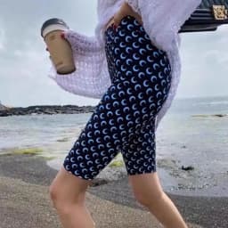 High Waist Slim Fit Women's Leggings Moon Print Streetwear Sexy Versatile Five Part Wear Outside Short Pants